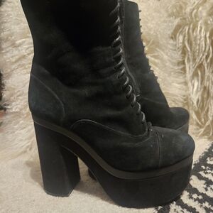 Shellys London Black Suede Platform Boots Halloween